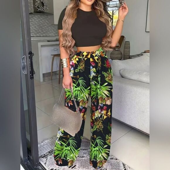 Women's boho Tropical two-piece Outfit sz XXL - Picture 1 of 6